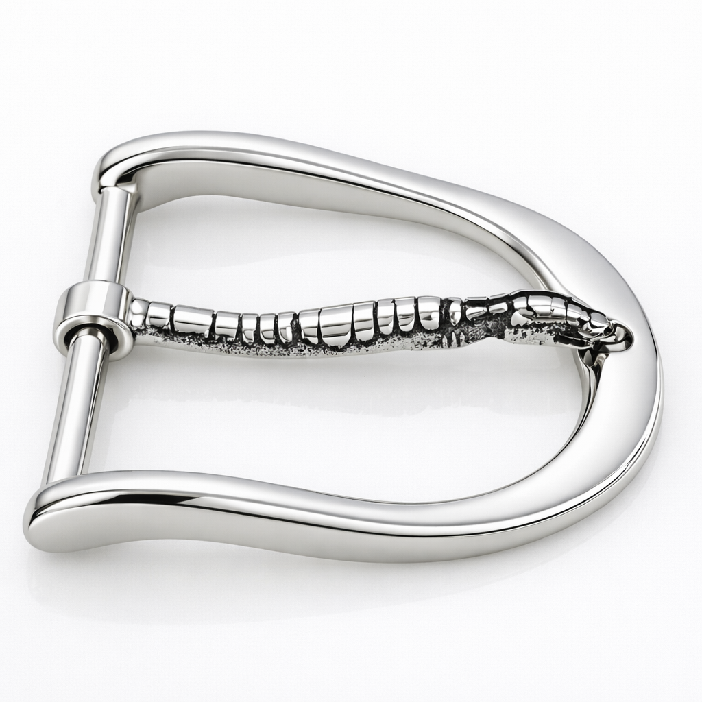 fibbie in ottone con ardiglione animalier effetto coccodrillo Made in Italy