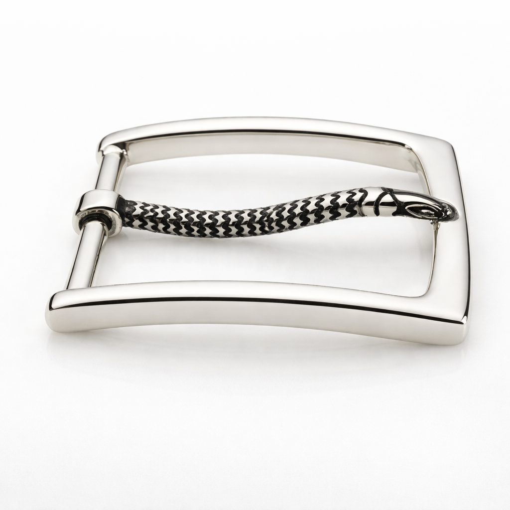 fibbie in ottone con ardiglione animalier effetto serpente Made in Italy