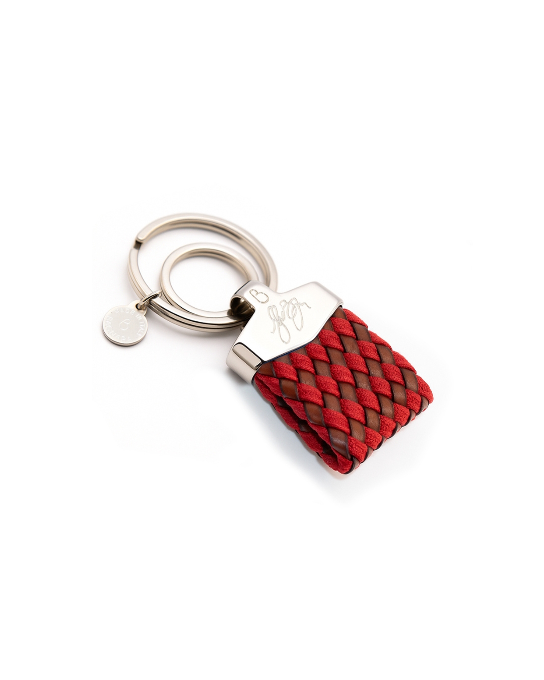 3 portachiavi in pelle e tessuto rosso