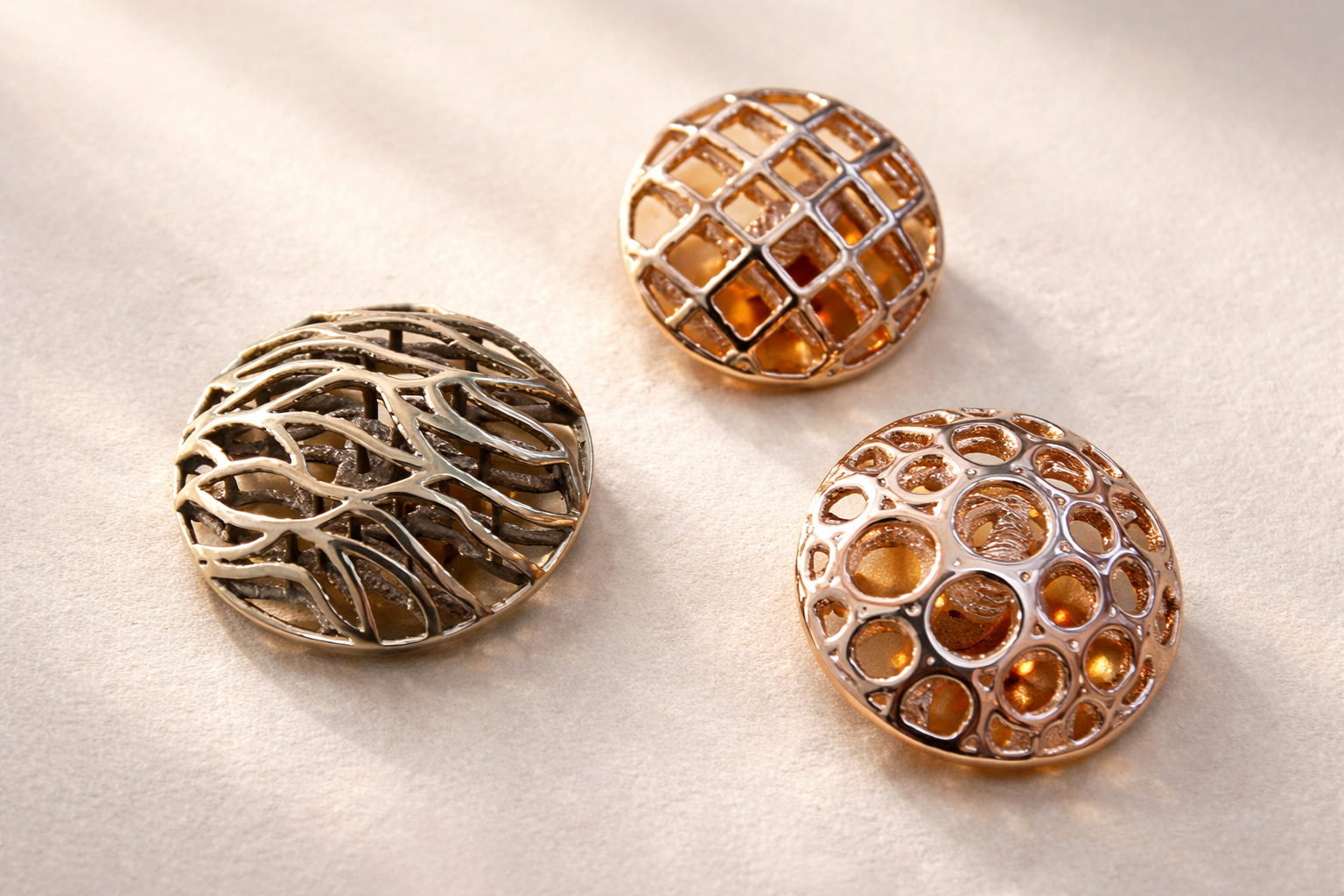 bottoni 3D con luce calda