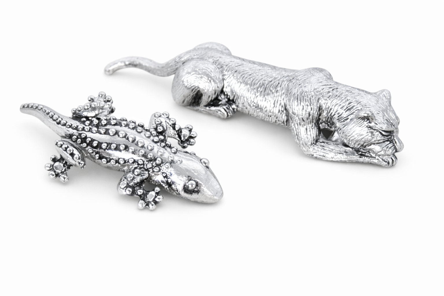 componenti argento lucertola e leone